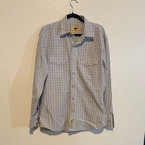 Larry Mahan Blue and White Striped Pearl Snap Shirt